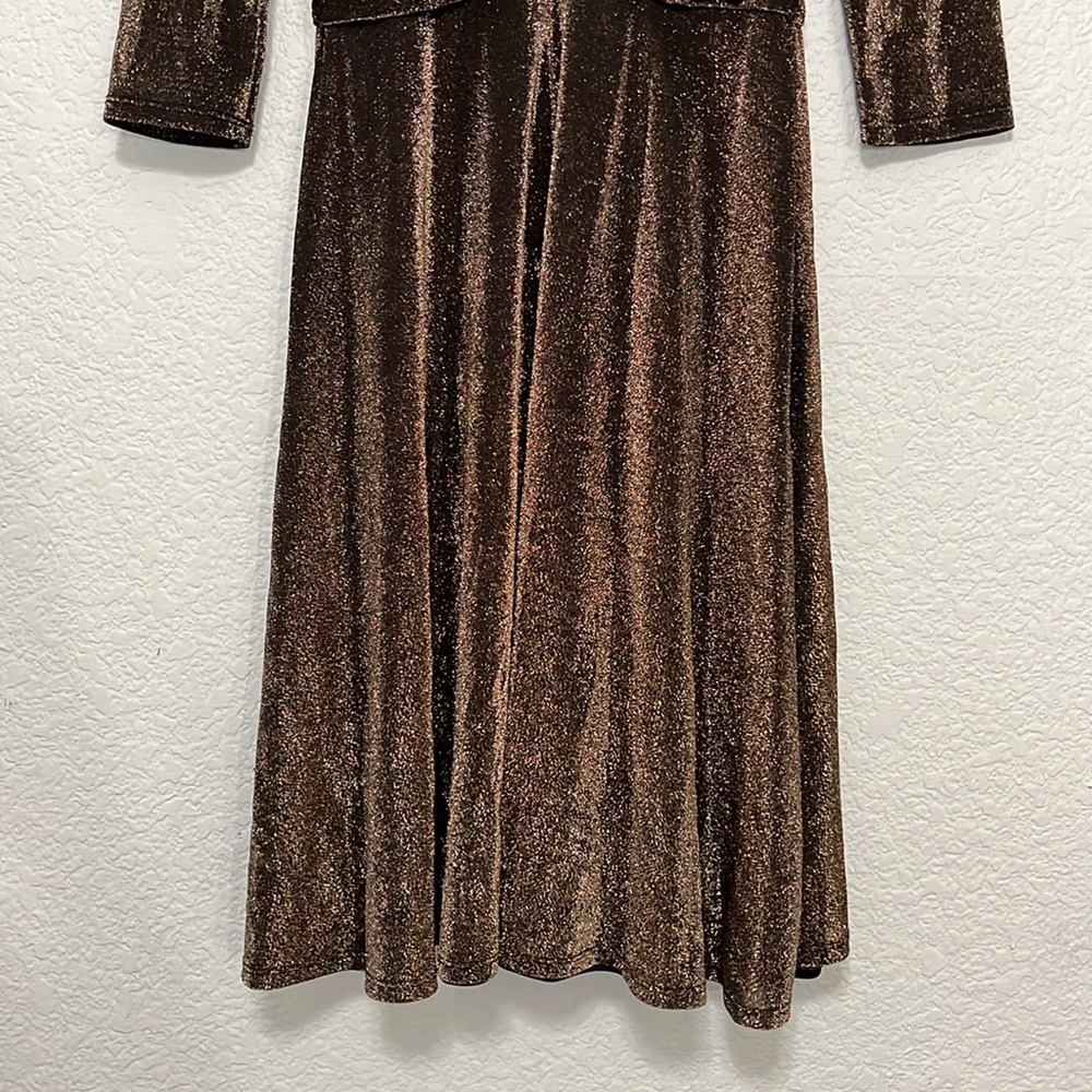 Eliza J Bronze Metallic Faux Wrap Dress - Picture 12 of 15
